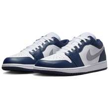 Air Jordan 1 Low 'Midnight Navy' Blue White Wolf-Grey Sneakers Men 553558-141 - 彩色 - 查看 3
