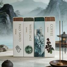 4.72" Premium Incense Sticks, 8 Scents: Sandalwood, Sage, Lemongrass, Cedarwood, Sea Salt, Oud, Aloe, Coffee, Suitable For Home Decor, Hotels, Camping, Yoga & Meditation, Camping Essentials, Fragrant Ambiance, Fashionable Aroma, Incense Sticks, Incense Rods, Home Decor - Set A: 4 Flavors, 140 Sticks - View 4