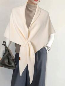 1pc Minimalist High-Quality Wool Blend Solid Color Triangle Scarf, Women Fashion Versatile Triangle Shawl Wrap, Neck Warmer - Multicolor - View 6