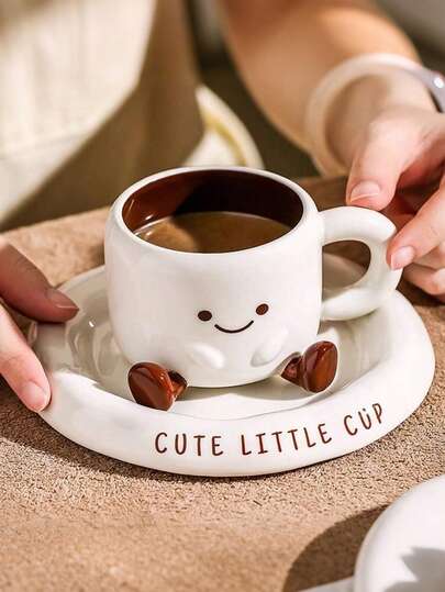 1 Set Cute Doll Feet High-Quality Cup & Saucer, Adorable Milk Cup, Ceramic Water Mug, Office Coffee Cup, Gift, Couple Coffee Cup & Saucer