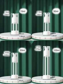 1 Set Of Simple Transparent Portable Cosmetic Vacuum Pump Bottles, 15ml/100ml - Clear - View 2