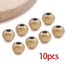 10pcs Stainless Steel Beads Textured Metal Spacer Round Tiny Stardust Frosted Matt Sparkle Glitter Ball Bead For DIY Bracelets Jewelry Making Crafts Supplies - Multicolor - View 9