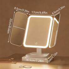 1件/套 2个三折化妆镜,上下左右可调节,3种照明模式,1倍/2倍/3倍放大倍率,可拆卸支架,便携式LED旅行化妆镜,可调光,智能触控屏,USB充电,高清化妆镜,适合作为生日、情人节、母亲节、感恩节送给女性的礼物。 - 彩色 - 查看 4