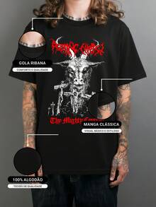 Men's Basic T-Shirt Rotting Christ Black Metal Rock Band Print 100% Cotton Breathable And Lightweight - 黑色 - 查看 3