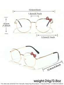 1 Pc Boy And Girl's 8-12Y Metal Round Frame Bow Accessories Blue Light Blocking Glasses For Outdoor - Multicolor - View 5