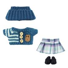 5pcs Pleated Skirt + Sweater + Headband Set, Suitable For 17cm LBB Blind Box Keychain Doll Costume, Autumn/Winter Outfit (Doll Not Included) - Multicolor - View 10