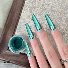 1 件装全息铬粉，闪亮亮片美甲粉，配双头眼影刷，适合美甲装饰