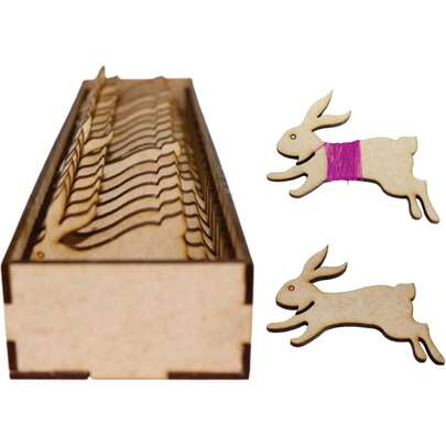 Juego de Carretes de Madera de conejo, Caja Organizadora de Hilos con Diseño de Conejo para Almacenamiento de Material de Bordado y Costura, bobinas para Hilo de madera