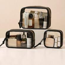 1 件/3 件透明洗漱用品旅行包，旅行携带，机场航空配件合规包，夸脱尺寸女士和男士化妆包，适用于假日海滩、浴室收纳、卧室收纳，大容量