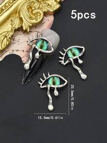 5个/包 复古银色邪眼美甲饰品，欧美风格邪眼猫眼美甲装饰 万圣节3D美甲饰品 个性化美甲用品