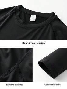 1pc Men's Compression Long Sleeve Breathable Quick-Dry Fitness Top, Tight Core Workout Base Layer, Moisture-Wicking