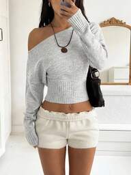 Sexy Off-Shoulder Off Shoulder Knit Sweater, Comfortable & Elegant, Suitable For Dating, Casual Gatherings, And Travel In Autumn/Winter