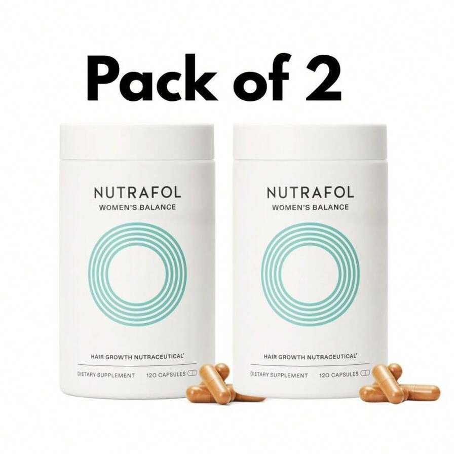 Nutrafol Women's Balance Hair Growth Supplements, Ages 45 And Up, Clinically Proven Visibly Thicker Hair And Scalp Coverage, Dermatologist Recommended - 1 Month Supply Natural Edible Healthcare Dietary Beauty Nail Vitamin Hair Collagen Biotin - Pack of 2 - 查看 1