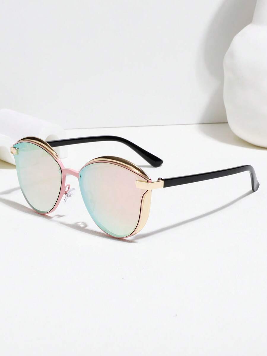 1 pereche de ochelari de soare casual la modă, rame retro Cat Eye supradimensionate, potrivite pentru purtare zilnică, condus, camping - Multicolor - Vizualizare 1