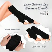 Long Leg Warmers Women 24 Inch Over Knee Knit Ribbed Leg Warmer Stirrup Yoga 80s Party Dance Ballet Supply - 均碼 + 黑色,灰色,深灰色 + 3 - 查看 5