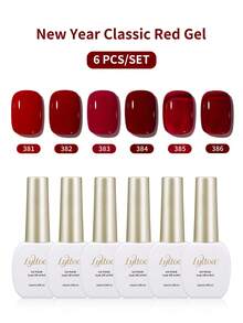 LYTTOA 10ML New Year Red Gel Nail Polish Sparkle Red Gel Polish Soak Off UV LED Gel Varnish 6 Color Kits Nail Art Manicure Gifts For Women - Multicolor - View 16