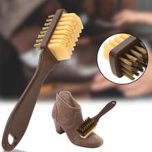 2-In-1 Suede And Nubuck Shoe Cleaning Brush With Eraser - Durable Plastic, Dark Brown Handle, Suitable For Boots, Faux Leather Goods, And Shoe Care With Black And White Bristles, Suede Maintenance| Dual Function Brush| Effective Cleaning Tools, Shoe Polishers - 1個 - 查看 3