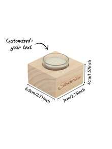 Portavelas rectangular de madera con nombre personalizado grabado, regalo de Acción de Gracias/Navidad, decoración acogedora del hogar, decoración de fiesta navideña, decoración de escritorio, decoración de sala de estudio