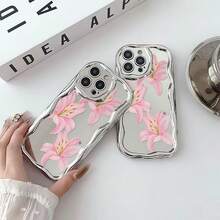 Funda para teléfono con diseño de flor de lirio rosa, compatible con teléfonos ,  17,  16 Pro Max,  15 Pro Max,  13 y  12. Fabricada en TPU, ofrece una excelente protección contra golpes y caídas. Una opción ideal para amantes de la naturaleza, familiares y amigos, y perfecta para regalar en cumpleaños, aniversarios y festividades. - Plateado - Ver 6
