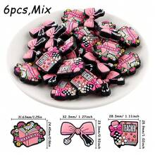 6颗，3种不同款式的硅胶装饰珠混合装，适用于DIY手工手链、串珠笔、包包吊坠等，采用硅胶材质，坚固耐用。