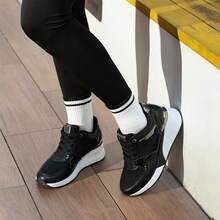 WEIDE Tenis Mujer - Zapatillas de Deporte para Mujeres - Zapatillas de Moda con Suela Alta, Comodidad y Estilo, Calzado Transpirable con Plantilla de Espuma, Perfectas para Actividades al Aire Uso Diario - Negro - Ver 2