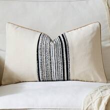 1/2 chiếc vỏ gối trang trí phong cách Bohemian, 18x18 inch, vỏ gối vuông kẻ sọc trang trí kiểu nhà nông thôn, vỏ gối nhung mềm mại, tông màu trung tính, phù hợp cho phòng khách, ghế sofa hoặc giường. - Đen và trắng - Xem 14