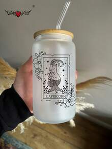 十二生肖磨砂玻璃吸管杯（带竹盖和吸管），高温烧制印花，冷饮/果汁吸管杯，热饮吸管杯，户外旅行大容量水杯，精致可爱的奶茶杯，有磨砂和透明两种版本可选，高品质抹茶吸管杯 - 最佳礼品之选！ - 彩色 - 查看 35