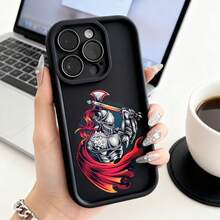 Funda de Teléfono Caballero Guerrero con Diseño de Capa Roja para iPhone 14 Pro Max 13 12 11 Plus  Galaxy S23 S22 S21 S20 Ultra Note 20 Funda de Teléfono para Parejas Regalo para Novio Novia Presente de Vacaciones - Café integral - Ver 3