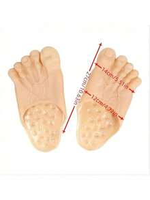 1 Pair Giant Toe Slippers, Realistic Oversized Foot Shoes For Barefoot Wear, Size 38-42, Green Giant Foot Slippers, Giant Foot Role Play Props, Sandals, Beach Shoes