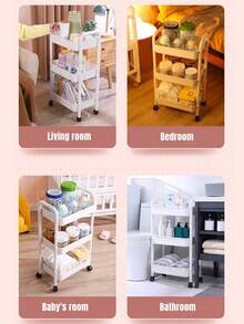 Xe đẩy màu trắng, kệ màu trắng, giá đựng đồ nhiều tầng, di động tiện dụng cho nhà bếp, phòng ngủ, phòng tắm, nhà vệ sinh, phòng giặt, xe đẩy đa năng, kệ phòng tắm, giá đựng đồ nhà bếp, kệ đa chức năng nhà vệ sinh, thích hợp làm quà tặng tốt nghiệp, quà tân gia, quà tặng phù dâu, quà tặng Ngày của Cha. - Nhiều màu - Xem 5