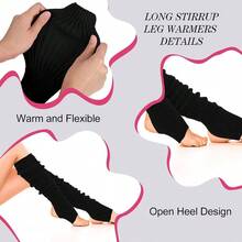 Long Leg Warmers Women 24 Inch Over Knee Knit Ribbed Leg Warmer Stirrup Yoga 80s Party Dance Ballet Supply - One Size + Black, White, Rose Red + 3 - View 6