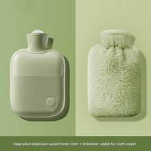 1pc 500ml/1000ml/2000ml Water Filling PVC Hot Water Bottle, Anti-Explosion With Cute Plush Cover