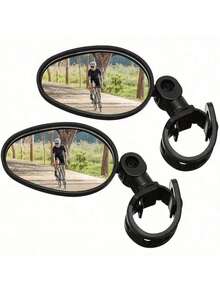 1/2pcs Bicycle Rearview Mirror - 360° Rotatable Shock-Absorbing Handlebar Mount, Suitable For Mountain And Road Bikes - Adjustable 3D Elastic Mirror For Clearer Rearview