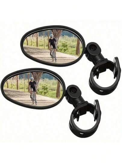 1/2pcs Bicycle Rearview Mirror - 360° Rotatable Shock-Absorbing Handlebar Mount, Suitable For Mountain And Road Bikes - Adjustable 3D Elastic Mirror For Clearer Rearview