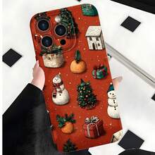 2026 nueva funda de teléfono esmerilada, funda de teléfono con diseño de árbol de Navidad y muñeco de nieve, caja de regalo con patrón festivo para iPhone 17 15 14 13 12 Pro Max y  Galaxy S23 S22 S21 S20 Ultra, protector de teléfono, funda de pareja, regalo para novio y novia, regalo de Navidad - Azul Klein - Ver 4