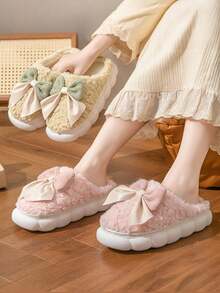 Pantuflas esponjosas para mujer para otoño/invierno, cómodas para usar en interiores, silenciosas, cálidas, con diseño de lazo lindo, adecuadas para pisos de madera dura, aislamiento, Galentines, Puppy, Carnaval, decoraciones de fiesta, zapatos, selecciones de primavera y verano, regalos para damas de honor, habitación, decoración de dormitorio, playa, viaje, para hombres, para mujeres, vacaciones, Día de la Mujer, artículos de viaje, recuerdos de boda, Y2k, dormitorio, accesorios de coche para mujeres, decoración de cocina, cosas lindas - Café integral - Ver 3