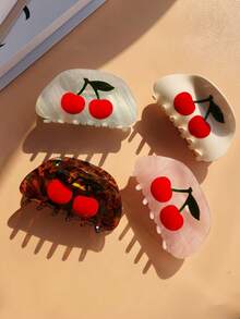 1个樱桃水果造型发夹，亚克力水果印花发爪夹，发髻专用发爪夹，女士发饰，大号半圆形发夹，百搭日常、休闲、万圣节装扮，时尚发夹，情人节礼物 - 查看 6