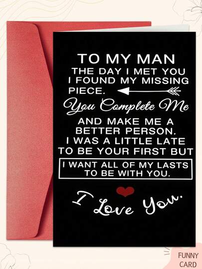 1PC Romantic Love Card For Men (With Envelope) - Sentimental Keepsake, Ideal Gift For Husband/Boyfriend/Partner On Anniversary/Birthday/Valentine's Day