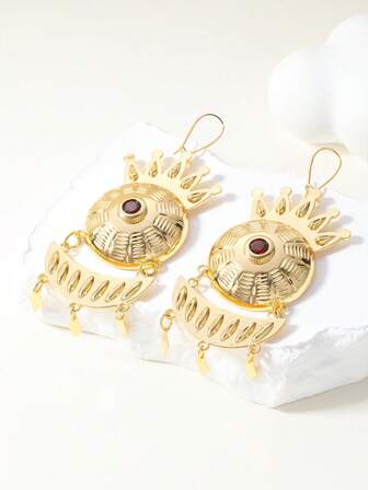 2件套时尚皇冠几何流苏耳环，适合女性佩戴，可用于派对、节日礼物和日常佩戴