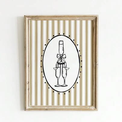 1张无框2026新年香槟海报，复古金色闪光庆祝墙饰，节日倒计时吧台车装饰，可打印卧室宿舍派对标牌，返校派对礼物，2026新年装饰