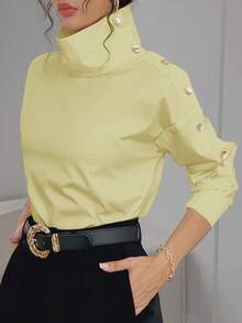 Blusa de unicolor de diseño elegante para mujer - Amarillo - Ver 9