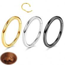 ADYJELY Set de 3 anillos nasales hipoalergénicos de acero inoxidable, aros de cartílago de 16G/18G, aros de septum, el mejor regalo para niñas, anillo de segmento chapado en oro de 18K, aros para el ombligo, aros para el labio, aros para hélice, rook, trago, snug/concha, 2do/3er lóbulo, de 6mm, 8mm, 10mm, 12mm para oreja/aro de ceja, joyería de perforación corporal para mujeres y hombres - SQ - Ver 27