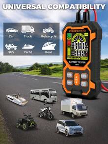 POROMETISTO 12V 24V Car Battery Capacity Tester, Lead-Acid Battery Analyzer, DC 8-30V SOH SOC CCA Measurement, Suitable For Motorcycle, Truck, Boat