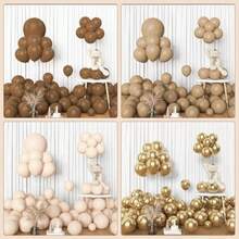 Decoraciones para Fiesta de Cumpleañosen Oro Rosa,Pancarta de Feliz Cumpleaños, Cortinas con Borlas,Globos de Aluminio con Forma de Corazón y Estrella para Fiestas de Cumpleaños de Mujeres y Niñas(D-Marrón dorado) - Multicolor - Ver 6