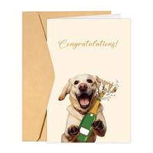 1 pieza Tarjeta de felicitaciones de boda de Labrador para pareja amante de los perros, regalo de felicitaciones de boda desde el perro, tarjeta de compromiso de Labrador linda, regalo de ducha nupcial para recién casados