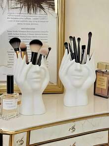 Porte-pinceau de maquillage créatif, porte-stylo multifonction, organisateur de pinceaux de maquillage, sac à cosmétiques, boîte de rangement pour cosmétiques, porte-pinceau de maquillage de bureau, boîte de rangement décorative pour la chambre, boîte de rangement pour cosmétiques, décoration de la chambre de maquillage, sac à maquillage, accessoire de voyage - Blanc - Voir 6