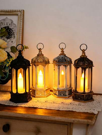 LED Candle Lantern, Middle Eastern Style Decor Lamp, Suitable For Living Room, Bedroom, Garden, Patio, Party, Dining Table, Crescent Moon Theme Party Decoration