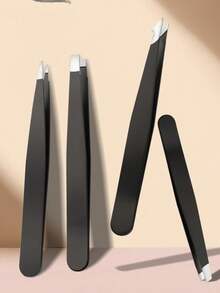 4pcs Stainless Steel Eyebrow Tweezers, Blackhead Remover, Eyelash Curler Tools Set For Men & Women - Multicolor - View 1