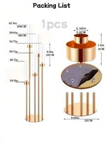 1个五臂烛台，落地式大烛台，金色烛台装饰，适合餐桌摆设，金属材质，适用于圣诞节、婚礼、家居装饰、万圣节派对及其他场合。 - 金色 - 查看 13