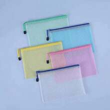 3 pièces Sac de rangement de papeterie de couleur aléatoire, Organisateur de fichiers, Chemise à fermeture éclair à 10 fentes au format A4, Grande capacité imperméable avec poche transparente en PP | Sac de rangement durable, Fermeture éclair, Grande capacité de 12,8 "X 9,25", Convient pour le bureau, les voyages, l'artisanat - Sac organisateur multifonction pour ranger les papiers, les dossiers, les puzzles, les perles - Couleurs mélangées - Voir 2